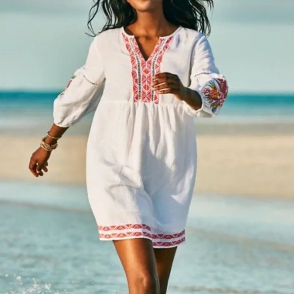 Tommy Bahama | Dresses | Tommy Bahama St Lucia Tropical Embroidered  Splitneck Dress | Poshmark